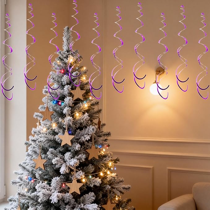 36 Pieces Hanging Swirl Decorations Party Streamer,Ceiling Streamers Ceiling Decorations Hanging for Birthday Party, Wedding, Graduation Party Baby Shower Supply (Purple)