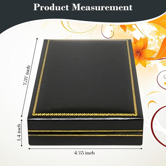Novel Box Black Jewelry Box for Necklaces 4.75x7.37x1.4 Inches - Necklace Gift Boxes with Gold Trim - Faux Leatherette Necklace Storage Case - Gift Presentation Cases for Necklaces/Pendants