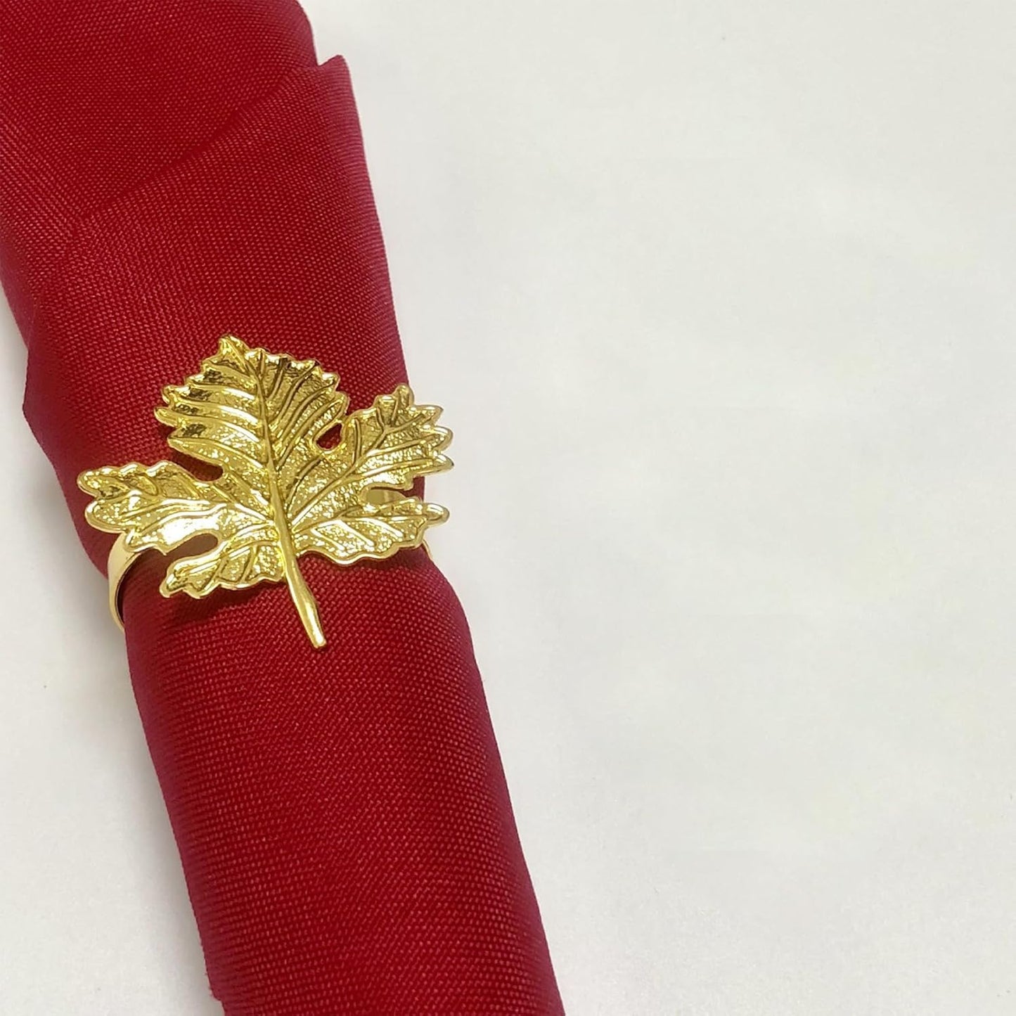 12Pcs Maple Leaves Napkin Rings, Fall Metal Napkin Rings Holder Maple Leaves Serviette Buckle Holder Autumn Leaf Napkin Buckle for Harvest Season Thanksgiving Fall Decoration