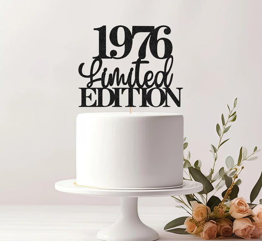 Limited EDITION 1976 Cake Topper - Black Glitter Happy 49th Birthday Party Cake Decoration Supplies, Cheer to 49 Years Cake Bunting Decor for 49th Birthday Party Photo Booth Props