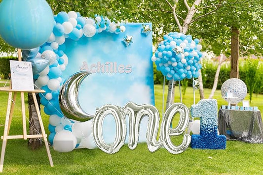 Silver One Balloons for 1St Birthday, 1 Year Old Balloon Birthday Decorations for Boys Girls, Giant Birthday Number One Balloons