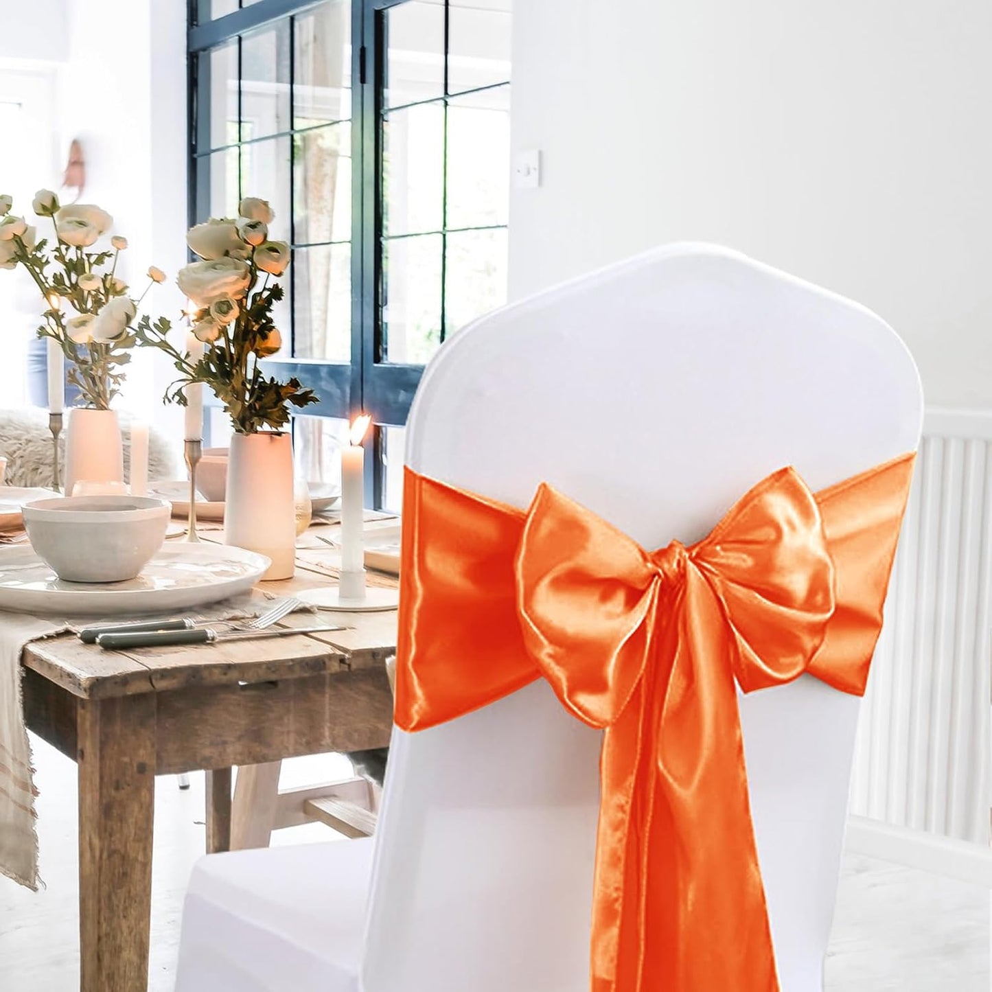 10 Pack Satin Table Runner 12 X 108 Inch Silk Table Runner for Party,Wedding, Birthday, Banquets,Decoration(Orange)