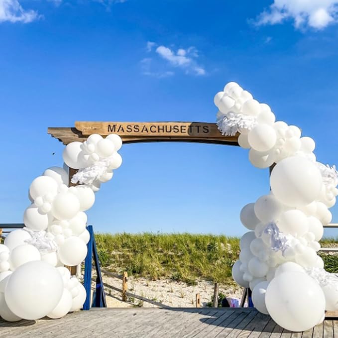 White Balloons 12 inch, White Latex Balloons 50pcs Party Balloon for Engagement Bachelorette Bridal Shower Wedding Party Birthday Decorations