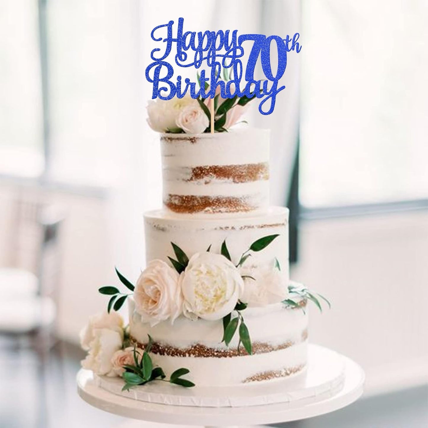 1 PCS Happy 70th Birthday Cake Topper Glitter Cheers to 70 Years Birthday Cake Pick Seventy 70 Fabulous Cake Decoration for Happy 70th Birthday Anniversary Party Decorations Supplies
