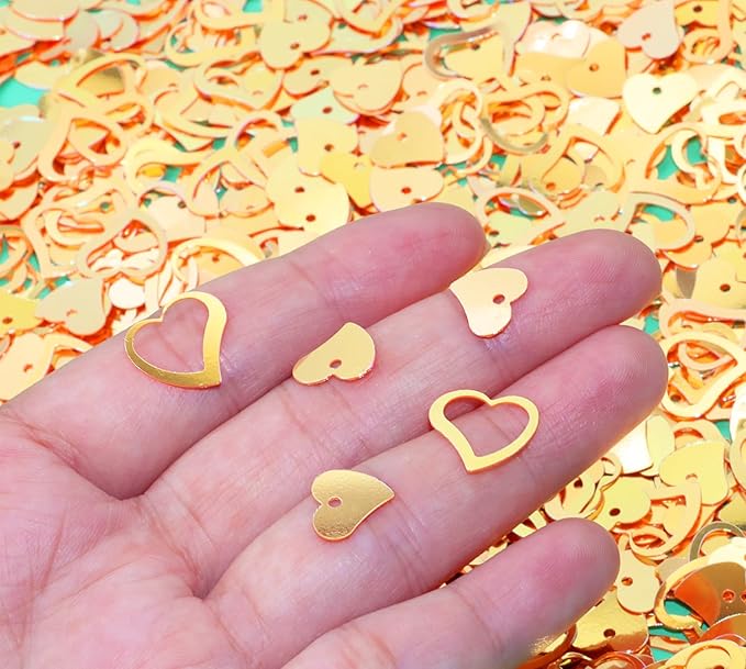 ONLYKXY 1200Pcs Love Heart Shaped Confetti, Table Wedding Decoration, Glitter Confetti for Wedding Party (Glitter Orange)
