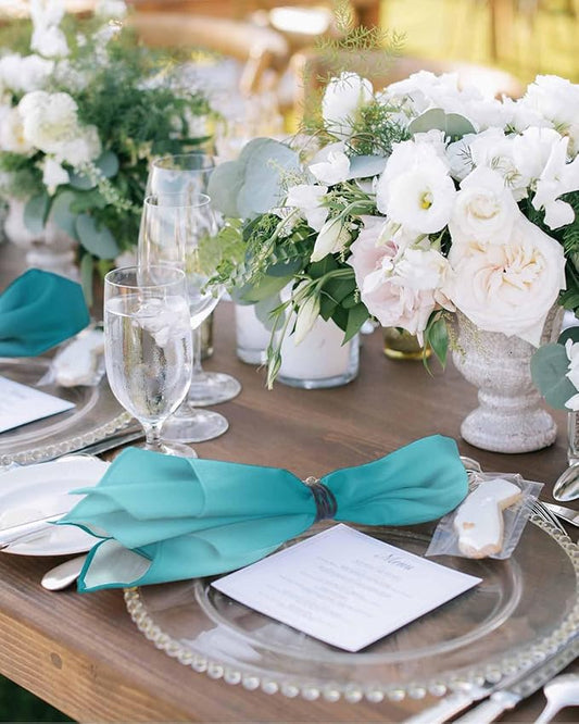 Teal Ombre Cloth Napkins Set of 4 Reusable Dinner Napkins, Modern Abstract Art Cocktail Napkin, Farmhouse Gradient Washable Table Napkins for Wedding/Holiday Party/Baby Shower 20"x20"
