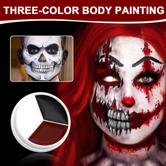 Red Black White Face Paint Clown Makeup, DE'LANCI Halloween Face painting Makeup Kit Professional White Black Body Paint, Waterproof Joker Sfx Pennywise Body Painting Zombie Vampire Skeleton Costume