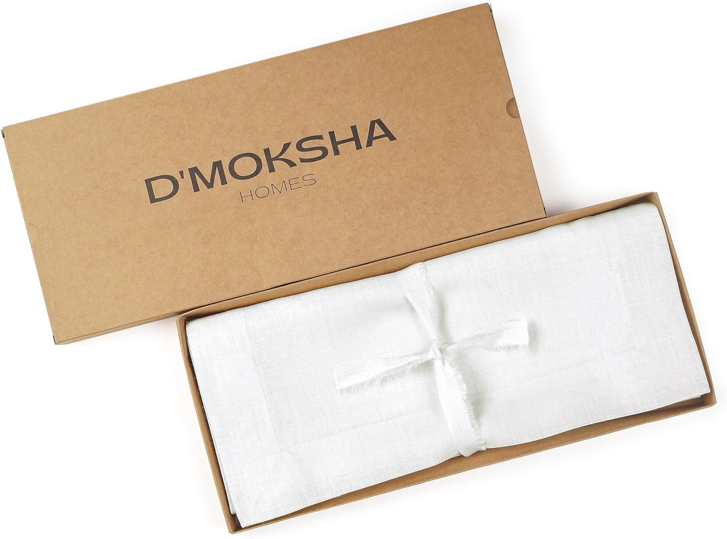 D'Moksha Homes Linen White Table Runner 108 Inches Long - 100% Pure Linen Dining Table Runner 14 x 108 Inch for Fall, Autumn and Halloween - Machine Washable