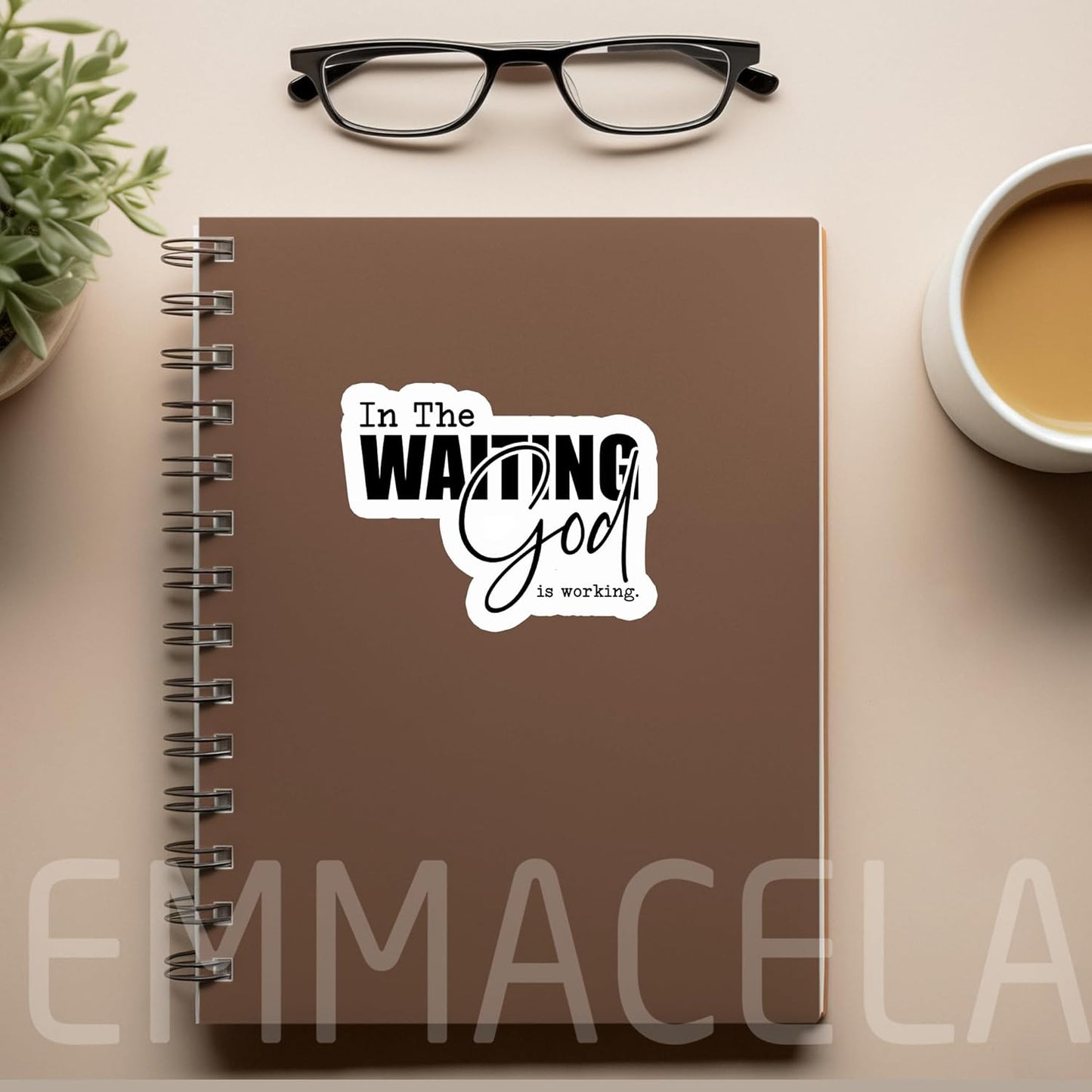 (3PCS) Christian Bible Verse Stickers – in The Waiting God is Working – Inspirational Religious Faith Waterproof Vinyl Decals for Water Bottles, Tumblers, Laptops, Scapbooks - 3'' x 2.3"