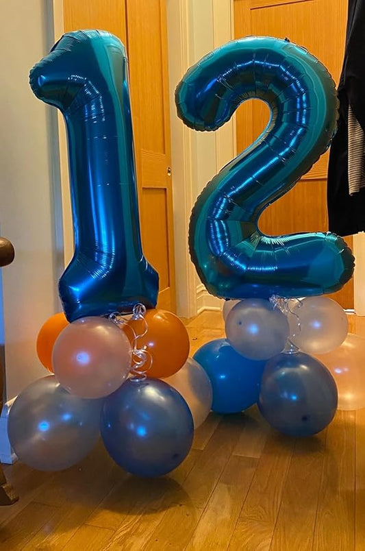 Metallic Blue Number 2 Balloon 40 Inch, 2nd Birthday Decoration for Toddlers Girls Boys, Sparkling 2 Number Balloon Party Decor