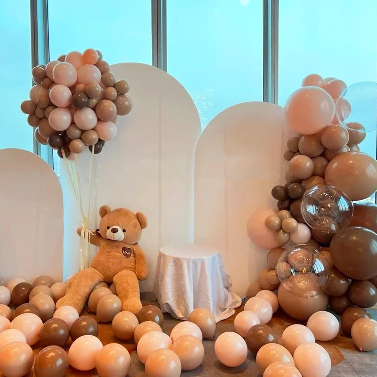 90pack Coffee Balloons Different Size 18/12/10/5 Inch Coffee Balloon Garland Arch Kit for Graduation, Wedding, Birthday, Thanksgiving Day Party, Baby Shower, Anniversary Party Decorations