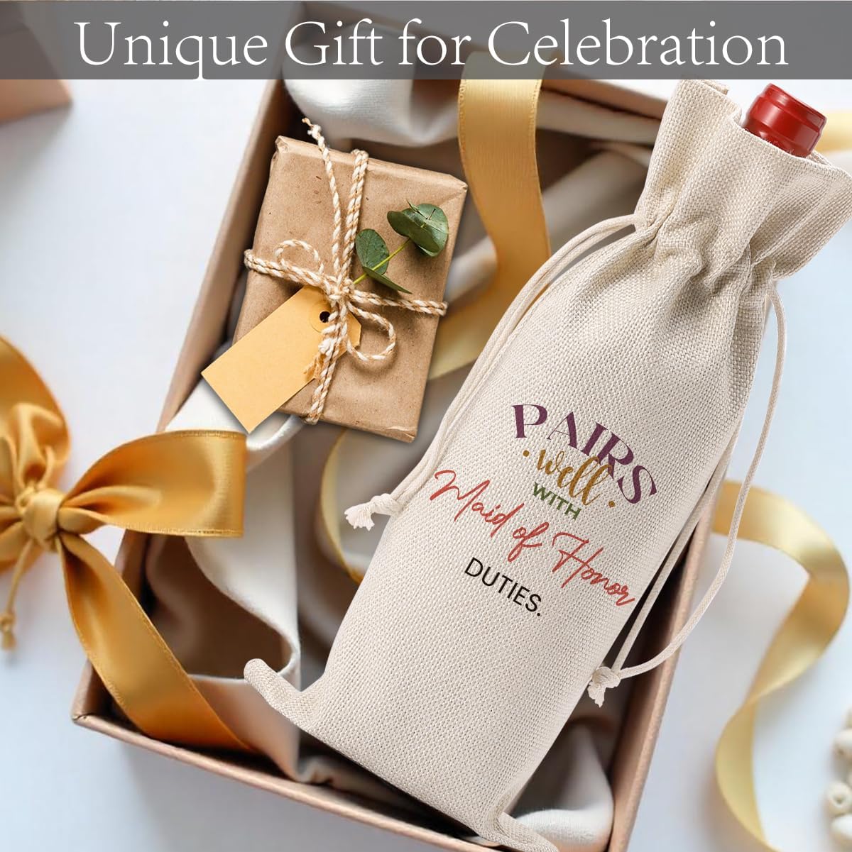 FBCCZEY Matron of Honor Gifts Maid of Honor Proposal Gift matron of honor Gifts Wedding Day Essentials Bridesmaid Duties Wedding Wine Bag with 2pcs Wine Labels