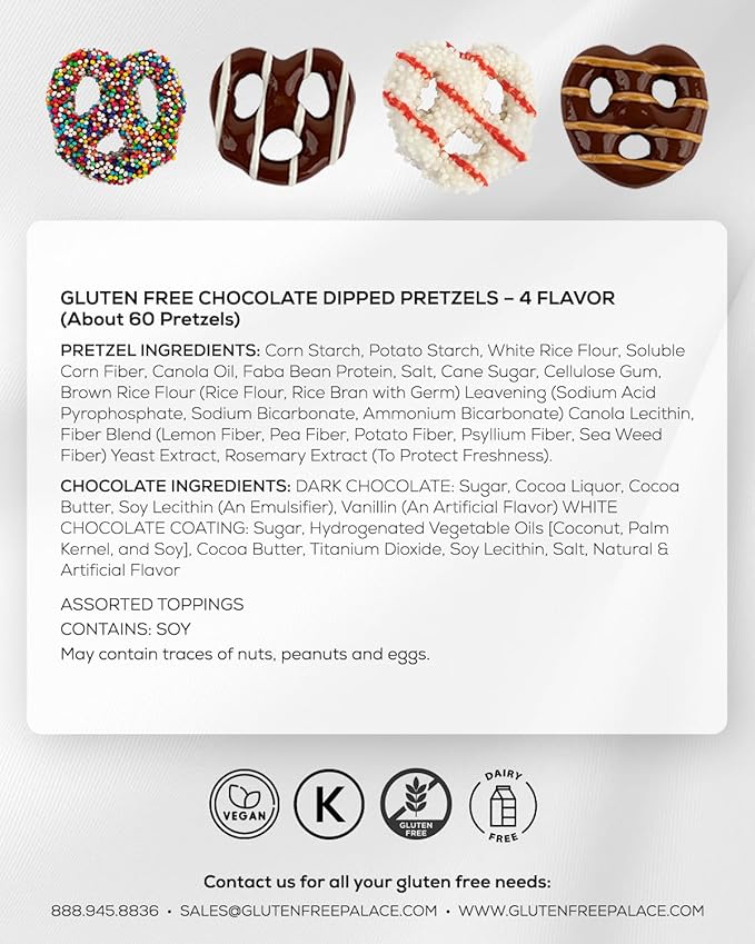 Gluten Free Palace Chocolate Covered Pretzels Gift Box – Holiday Gluten Free Treats for Thanksgiving, Christmas, and New Year – Gourmet Snack Basket for Men and Women (4 Flavors)