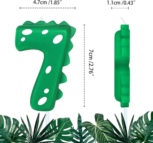 Number Birthday Candles(7 Candle Green) Dinosaur Shape Number Happy Birthday Cake Candles for Dinosaur Birthday Party Decoration Reunions Theme Party
