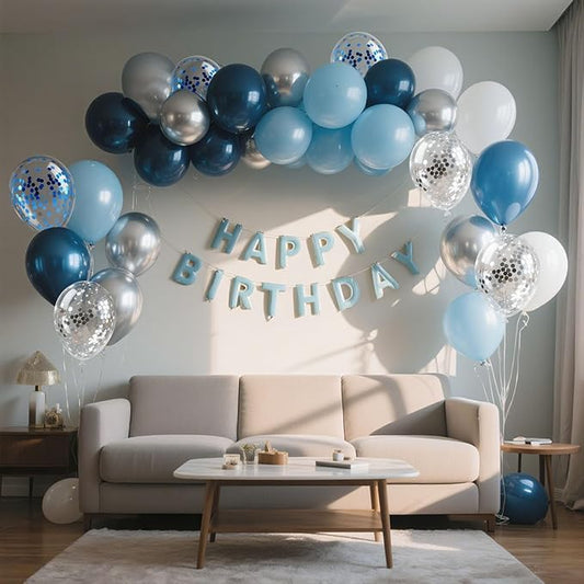 Blue and White Balloons 12 Inch Navy Blue Balloons Latex Confetti Balloon Party Decorations for Graduation Fathers Day Birthday Baby Shower Wedding Engagement