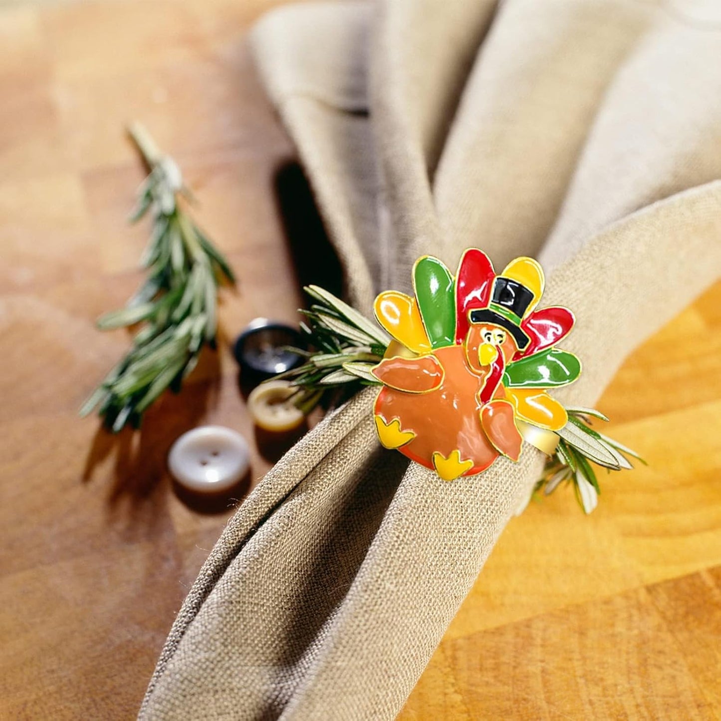 Legigo Set of 6 Turkey Napkin Rings for Table Decorations- Thanksgiving Napkin Holder Fall Napkin Rings for Thanksgiving Dinner Wedding Banquet Family Gatherings Table Settings Decor Present