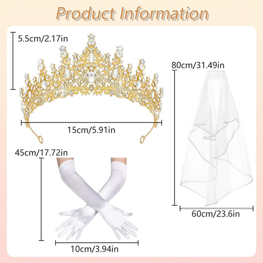 Crystal Tiaras & Crowns for Women, Bride Royal Queen Headband Princess Headpieces for Birthday Cake Crown & Prom Pageant Party
