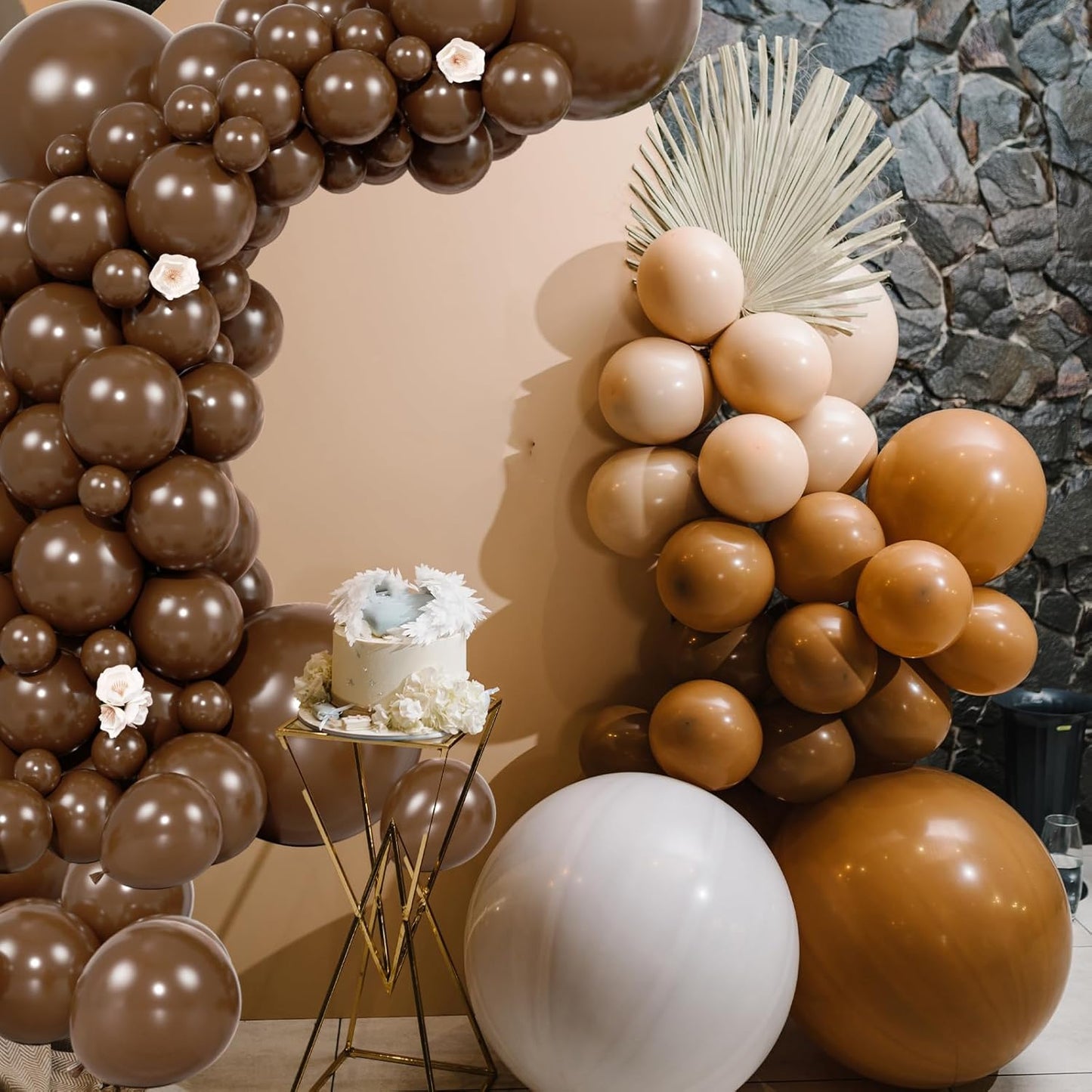 104pcs Dark Brown Balloons - 18/12/10/5 Inch Coffee Brown Neutral Latex Balloons Garland Arch Different Sizes for Boho Weddings, Bear Baby Showers, Thanksgiving Party Supplies
