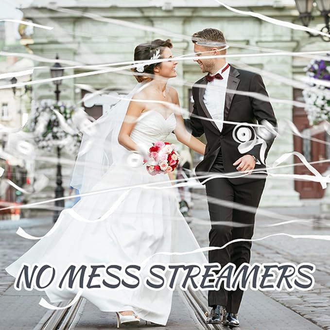 50pack No Mess Streamers,Romantic White Confetti Poppers for Wedding Toss,Hand Throw Party Poppers For Engagement Birthday Party,Graduation,Christmas,New year Celebrations(White,50pcs)