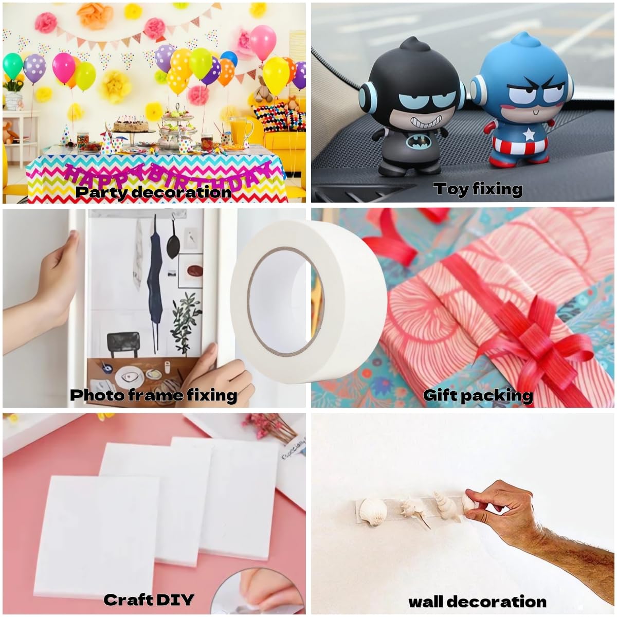 2 Inch x 40 Yards Double Sided Tape, Double Stick Tape, Poster Tape, Strong Adhesive Tape for Crafts, Arts, Gift Box, Scrapbooking, DIY, Card Making, Paper Backing (1 Roll)