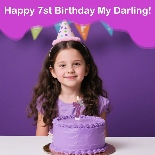 Ceya Number 7 Birthday Candles,Purple Crown Candle for Cake, Sparkling Number Glitter Candle 3.14inch Cake Topper,7st Birthday Decorations for Girl Women Reunions Anniversary Party Supplies