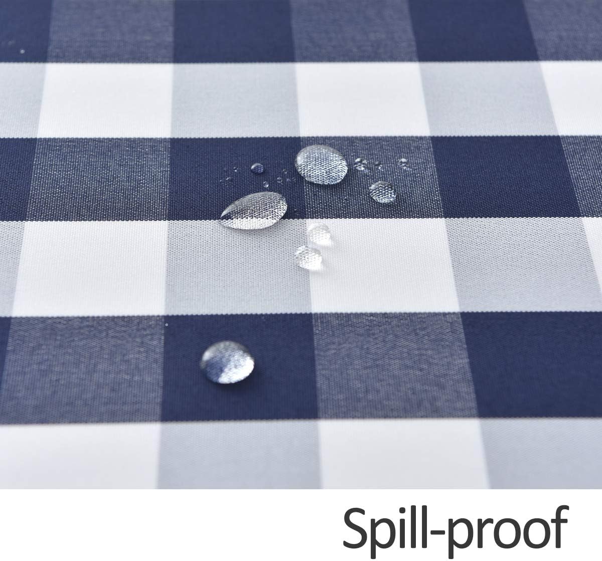 maxmill Checkered Rectangular Tablecloth Water Resistance Antiwrinkle Spillproof Heavy Weight Soft Gingham Plaid Table Cloth for Buffet Banquet Parties Holiday Dinner, 60 x 104 Inch Navy and White