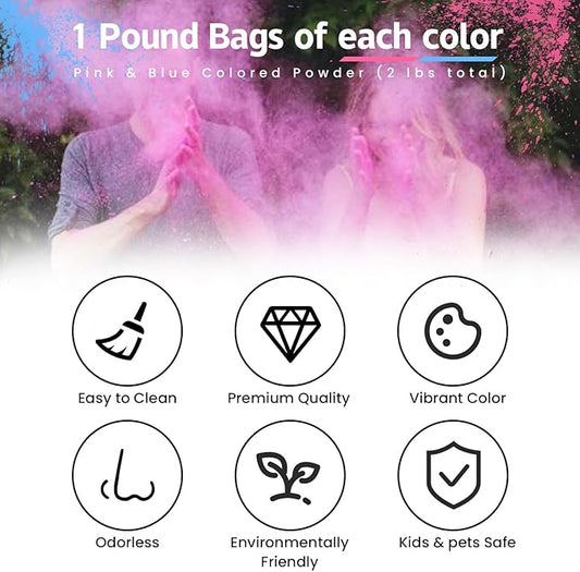 Gender Reveal Powder Pink 2 Pounds of Burnout Powder for Gender Reveal Party Ideas Burnout Gender Reveal Powder Smoke Colored Powder Kit for Car Motorcycle Burnout Photoshoot Festival (pink&blue)