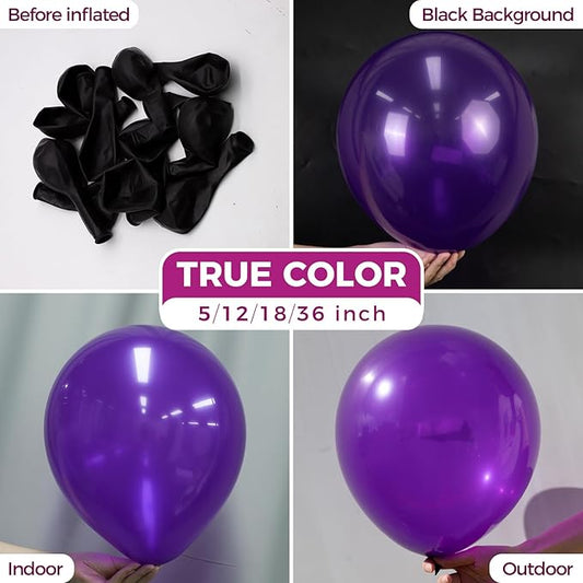 Bezente Dark Purple Giant Balloons 36 Inch - 8 Pack Jumbo Purple Large Round Purple Balloons for Wedding Graduation Halloween Birthday Party Backdrop Decorations