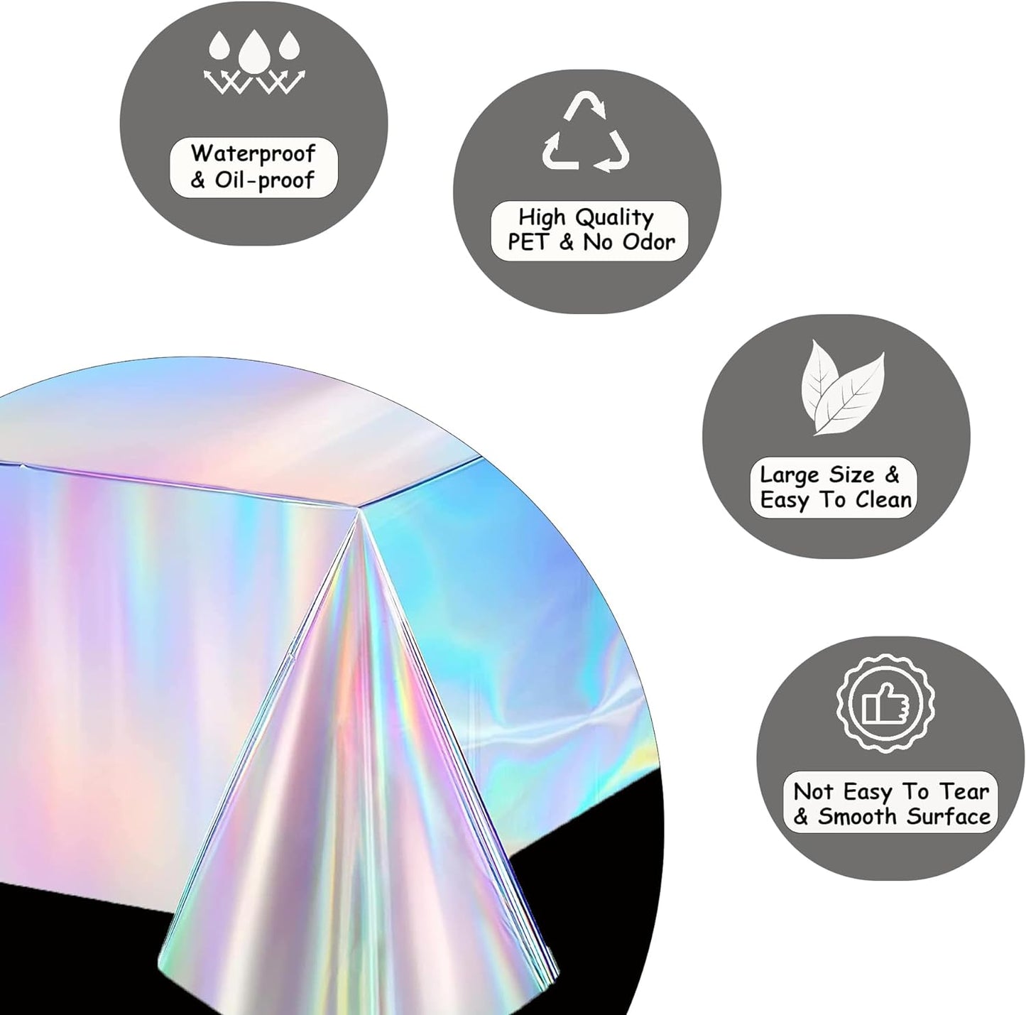GREATRIL Iridescent Party Table Cloths Disposable Tablecloth for Mermaid/Under Sea/Frozen/Demon Theme Birthdays Party Decorations Rectangle Tablecover 54'' x 108'' - 2 Packs