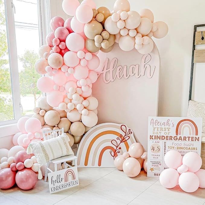 Pastel Pink Balloon Garland Double Stuffed Light Baby Pink Balloon Arch Kit Different Sizes 18/12/5 Inch Latex Color for Baby Shower Birthday Bridal Wedding Gender Reveal Princess Party Decorations