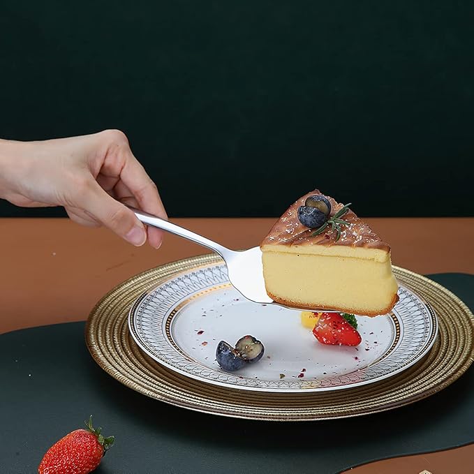 Wedding Cake Knife and Server Set, Stainless Steel Cake Cutting Set for Wedding, Include Cake Cutter and Cake Server for Wedding, Parties, Activities, Family, Dishwasher Safe (Shiny Silver)
