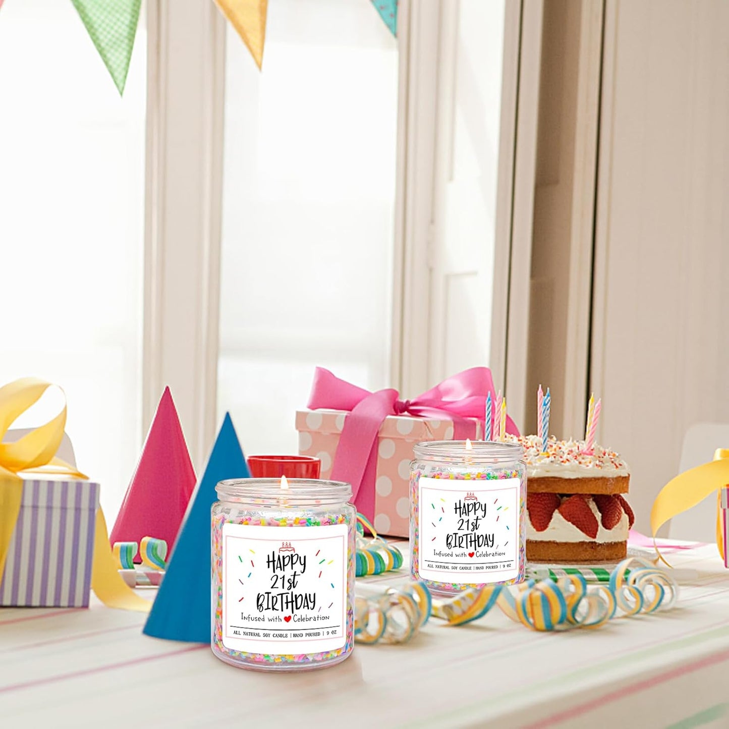 Homsolver 21st Birthday Gifts for Her, Perfect Ideas Happy Birthday Presents for Women, Friends, Sister, Daughter, Vanilla Cream Scent Handmade Aromatherapy Candle Decorations