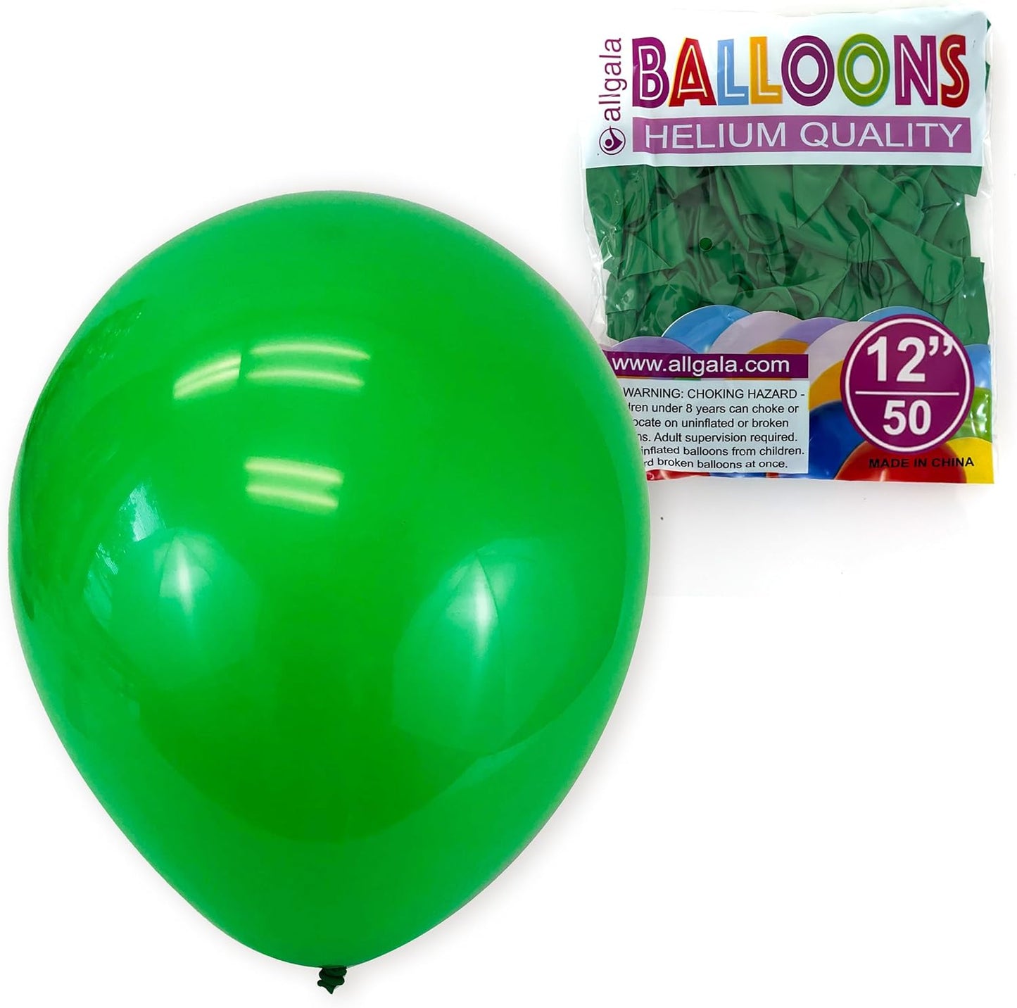 Allgala Green Balloons 50 Pack 12 Inch Helium Grade Latex Bulk Balloon Pack Ideal for Birthday, Wedding, Bridal Party Baby Shower Decorations