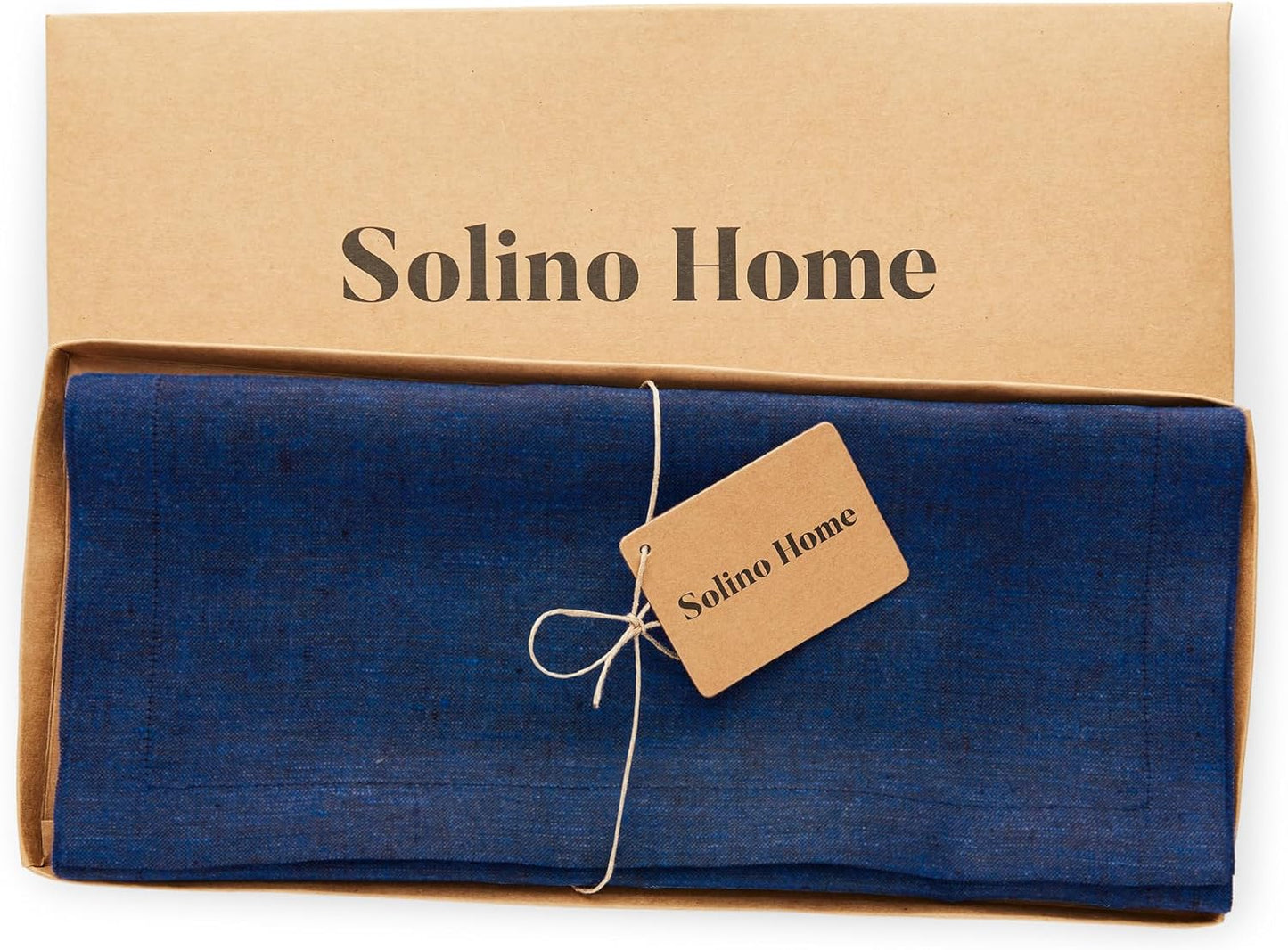 Solino Home Linen Table Runner 90 Inches Long - Athena, 100% Pure Linen Royal Blue 14 x 90 Inch Table Runner for Dining, Holiday