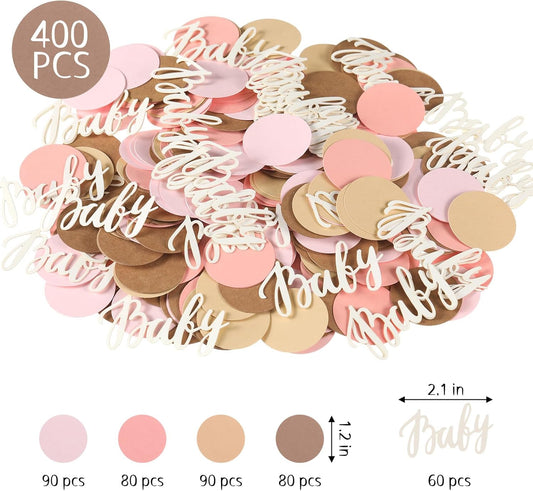 Minatee 400 Pcs Baby Shower Confetti Decorations Table Confetti Dots Gender Reveal Wedding Decor (Modern Color,Round Style)