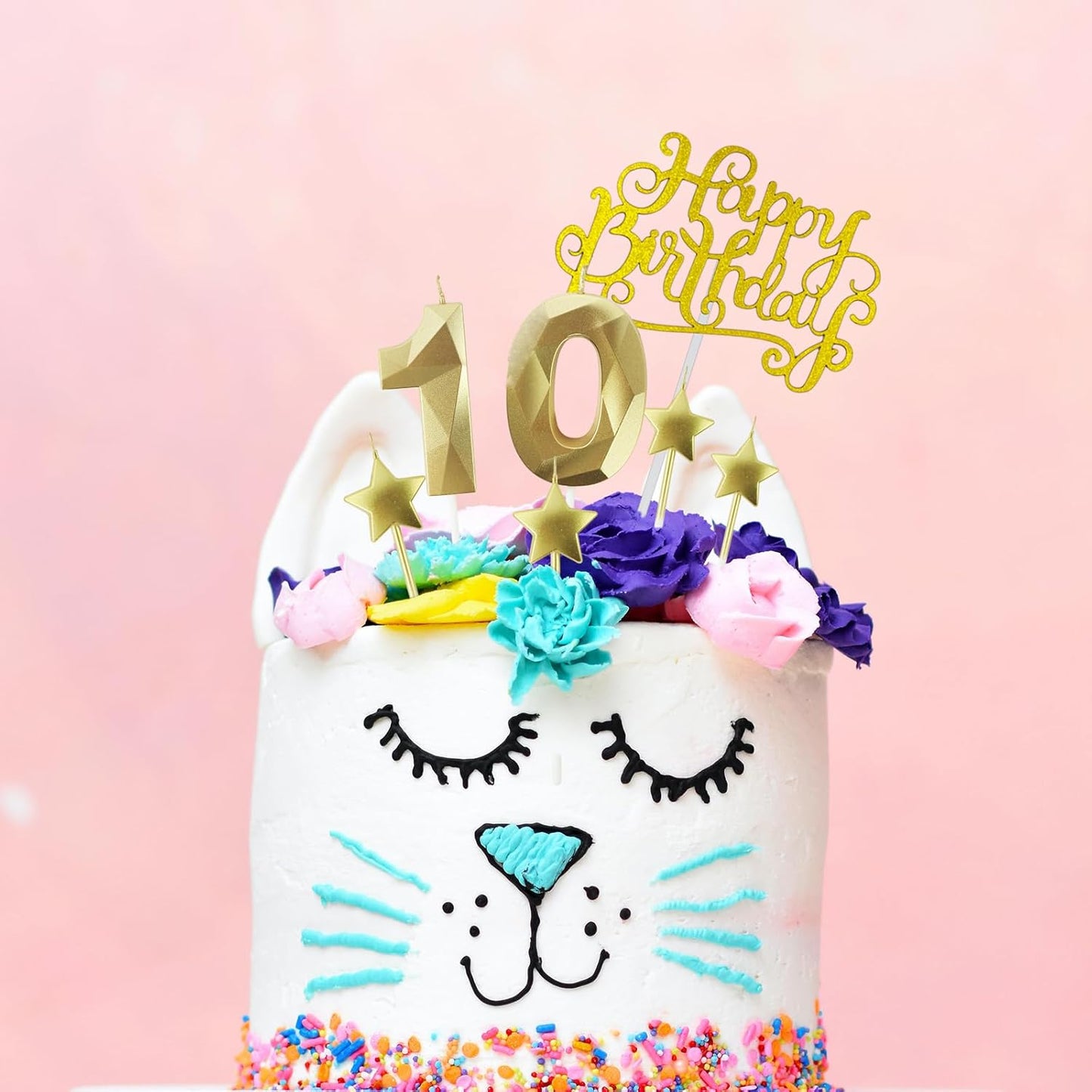 Golden Number 55 Birthday Candles and Star Birthday Candles 2.76 inch Birthday Cake Candles 3D Diamond Shaped Candles are Suitable for Birthday Parties and Anniversary Cake Decorations Candles