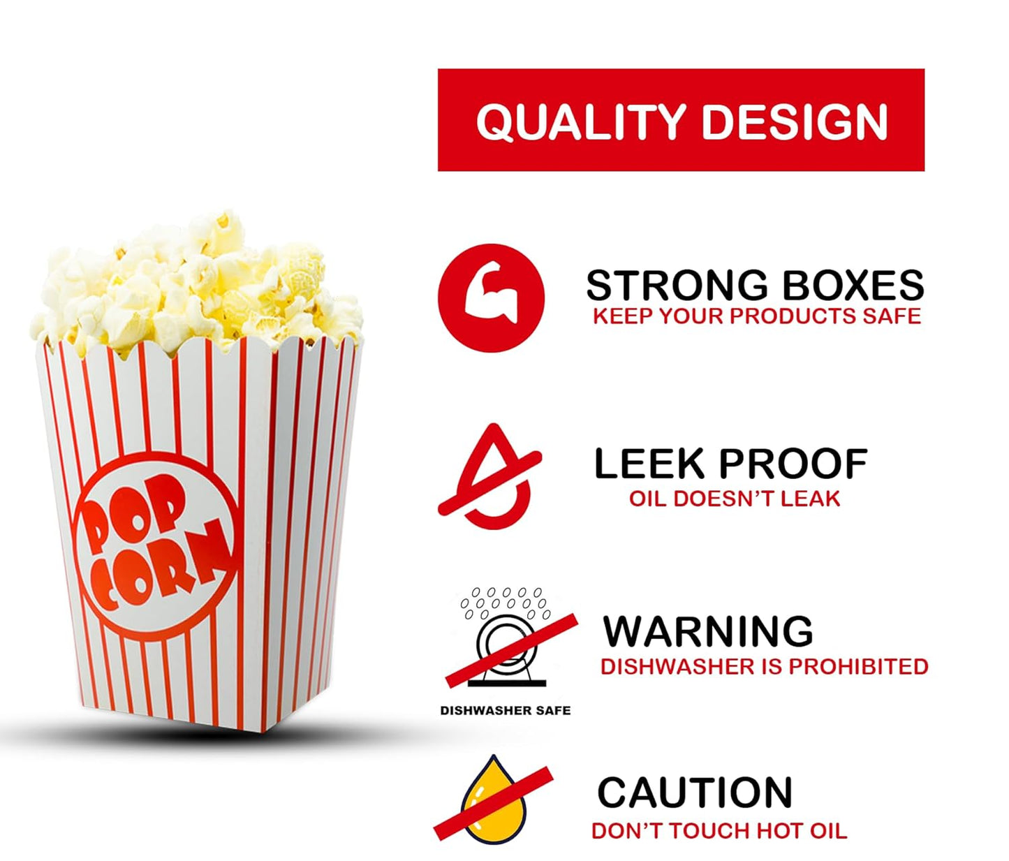 125 Pack Popcorn Boxes Movie Night Popcorn Bags for Party Red and White Popcorn Bags for Popcorn Vintage Snack Box Concession and Carnival Party Supplies, Individual Popcorn Bucket Containers (125)