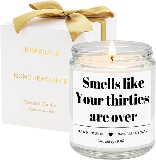 Homsolver 40th Birthday Gifts for Women Men, 9OZ Lavender Scent Birthday Candles with 50+ Hours Burn Time, Unique Handmade 40th Birthday Decorations for Women, Men, Friend, Sister, Wife, Husband