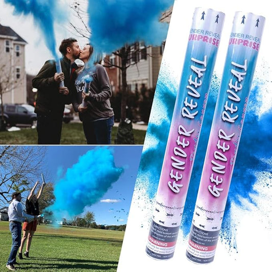 Gender Reveal Surprise - Blue Gender Reveal Powder Cannon Bundle - Easy to Use Blue Powder Cannon for Baby Gender Reveal Parties, Baby Showers & More - Easy to Use Powder Popper - 16 Inch - 2 Pack
