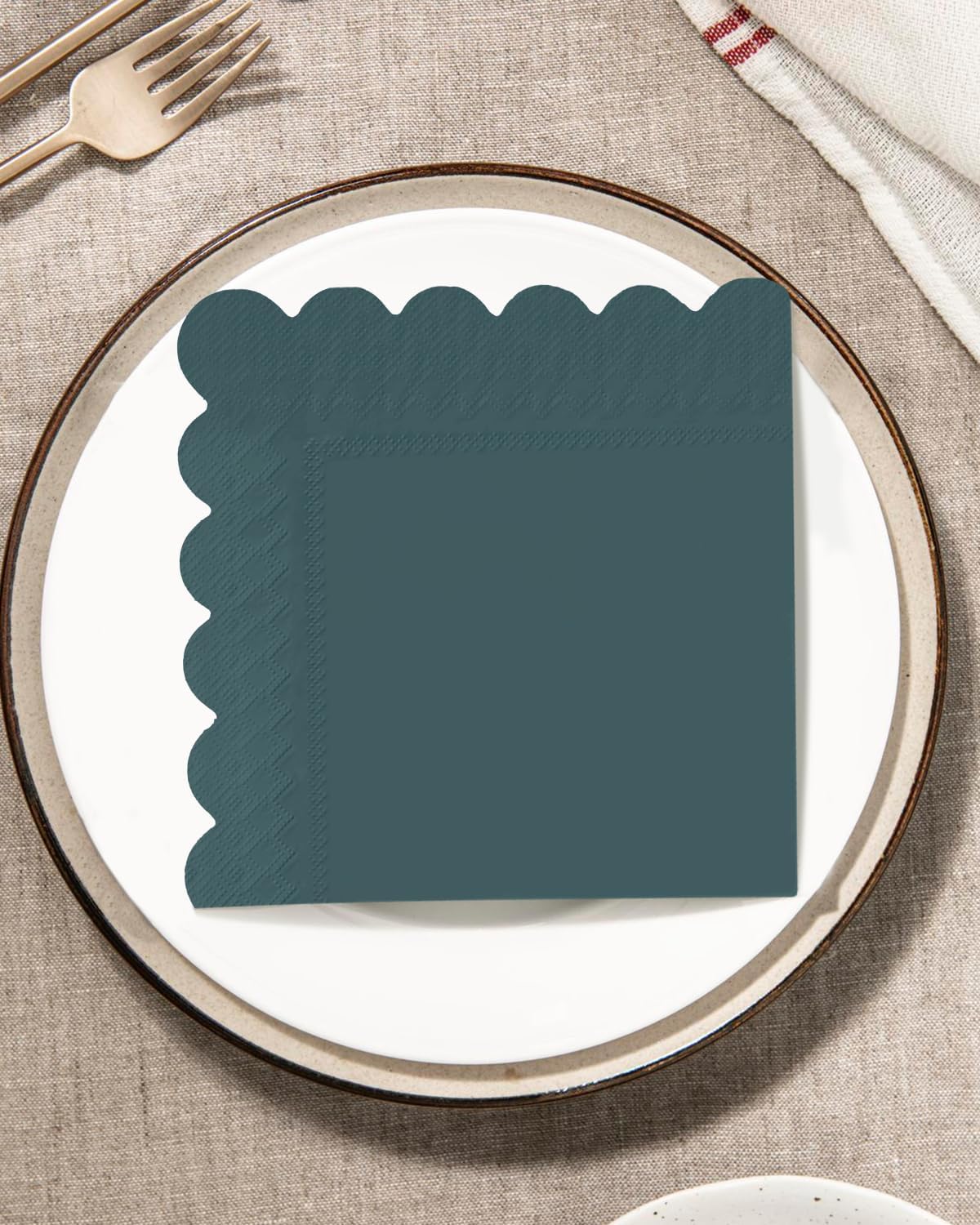 qiqee Blue Series Cocktail Dinner Napkins 5x5inch Disposable Beverage,Wedding, Birthday Party Dessert Wave Paper Napkins(120 Count)