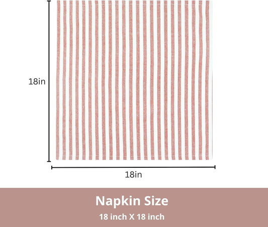 PurpleEssences Plain Striped Cloth Napkins - Set of 12-100% Cotton - 18 x 18 Inch - Fall Thanksgiving - Perfect Everyday Use Dinner Napkin - Royal Rust Ivory