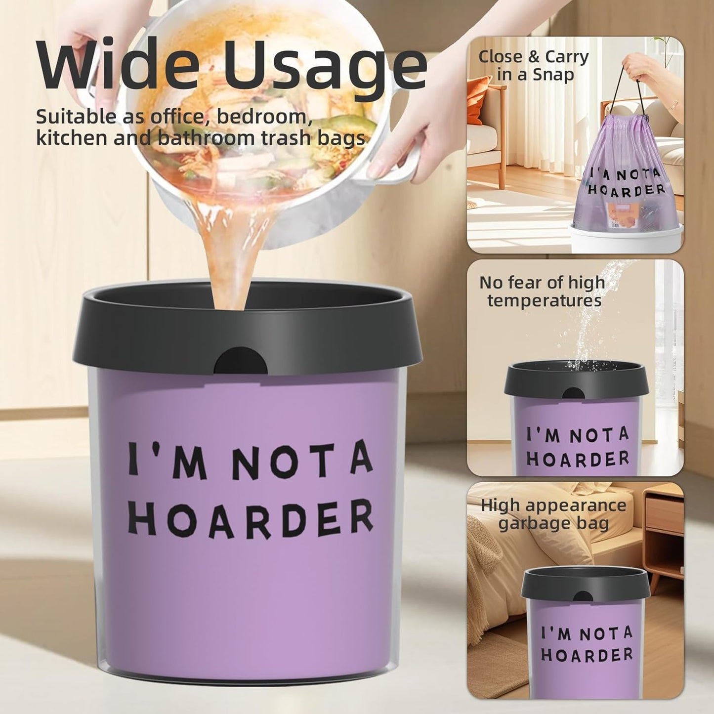 4 Gallon Small Trash Bags Drawstring,4 Gal Trash Can Liners,Small Bathroom Garbage Bags Scented,Tear Resistant Garbage Bags,50 Count Trash-Can-Liners (Not Hoarder)