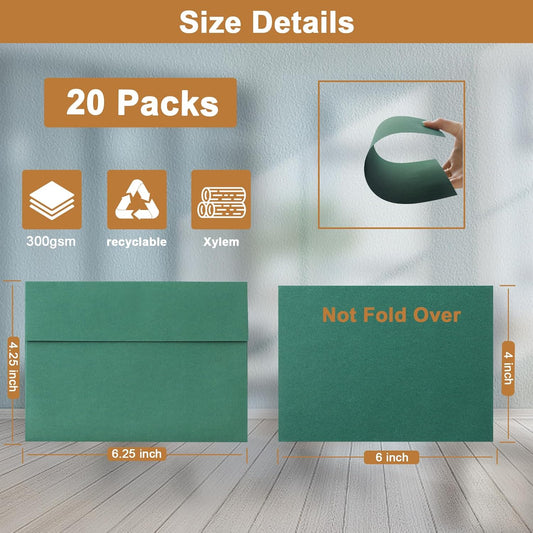 10 Assorted Colors Blank Flat Cards and Envelopes 4 x 6 Heavyweight Single Panel Cardstock and A4 Envelopes Printable Self Seal 20 Packs for Greeting Cards, Wedding Invitations, Birthday
