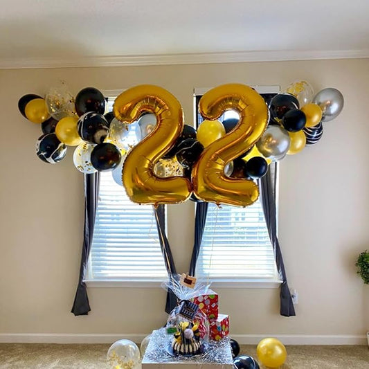 40 Inch Gold 22 Balloon Numbers, 22 Birthday Decorations for Women Men, Number 22 Balloons, Balloons for Birthday Party, Wedding, Celebration
