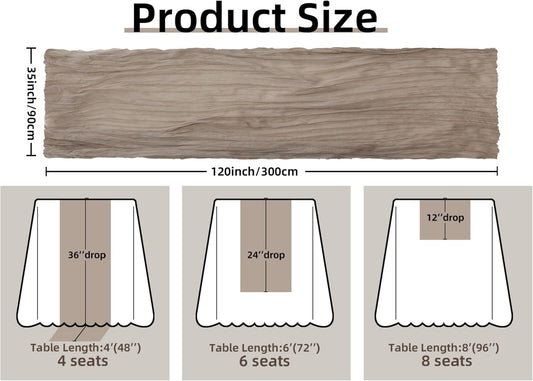 FEXIA Sand Cheesecloth Table Runner 35x120 Inches Spring Easter Nude Gauze Table Runner for Bridal Shower Wedding Party First Communion Centerpiece Engagement Boho Table Decoration