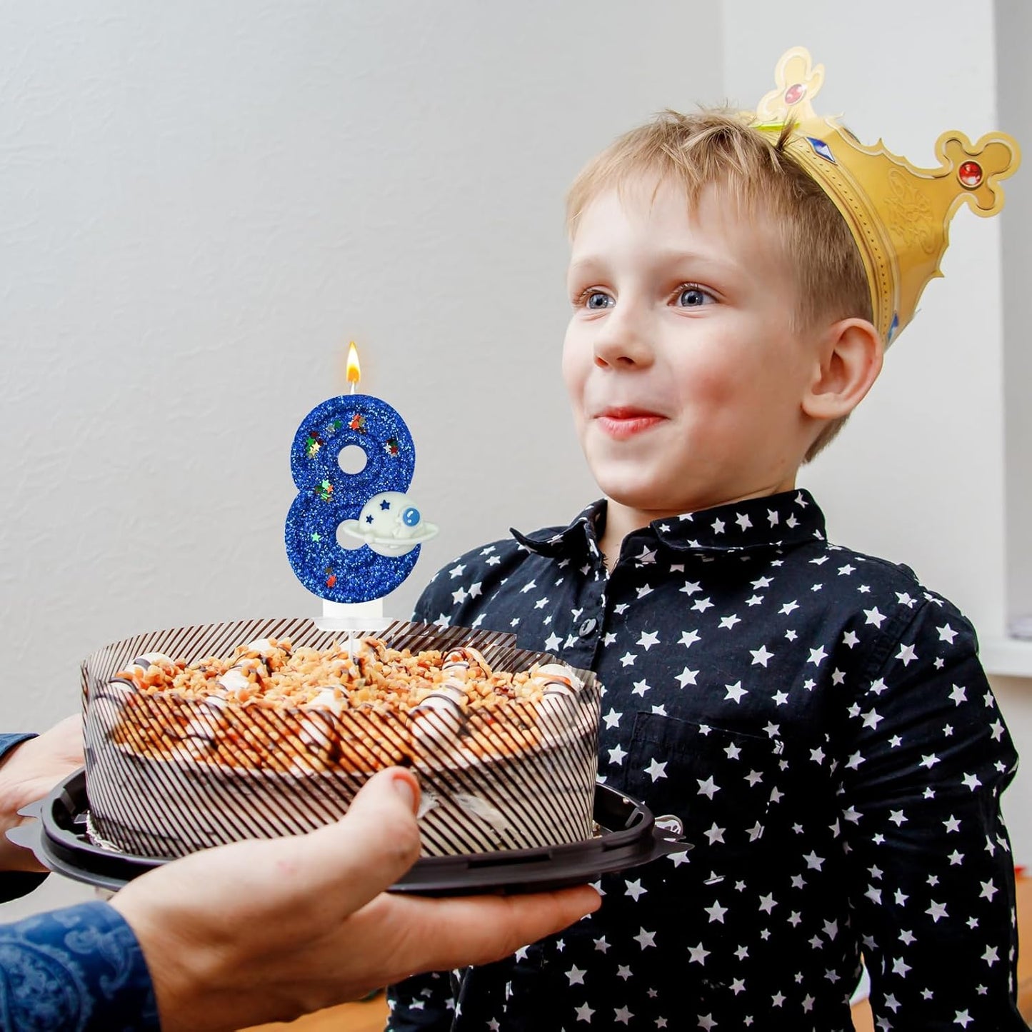 HXOUSE Spaceship Number 8 Birthday Candles - Outer Space Universe Birthday Candles for Cake, 8 Candle Topper for Anniversary Celebrations, Astronaut Rocket Party Decorations for Boys