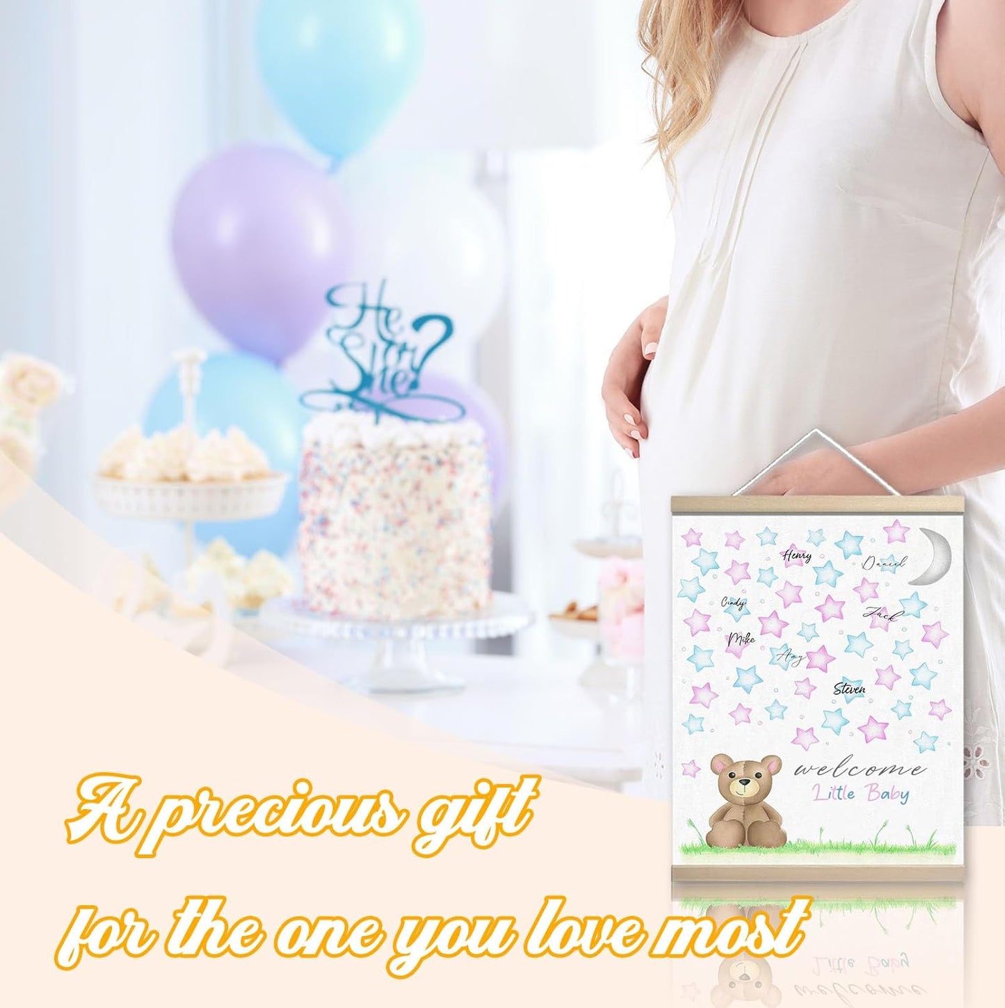 Bear Baby Shower Guest Book Party Ideas, Baby Shower Gender Reveal Guest Book Canvas Decoration, Baby Book Keepsake Party Favors