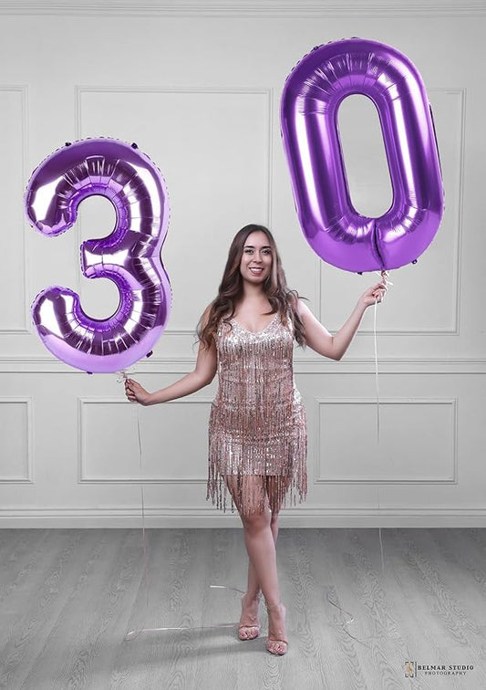 Number 40 Inch Balloon, Large Purple Number 13 Balloon Party Decorations for 1 3 31 Birthday Memorial Day, Foil Balloon for Outdoor & Indoor Wedding Supplies