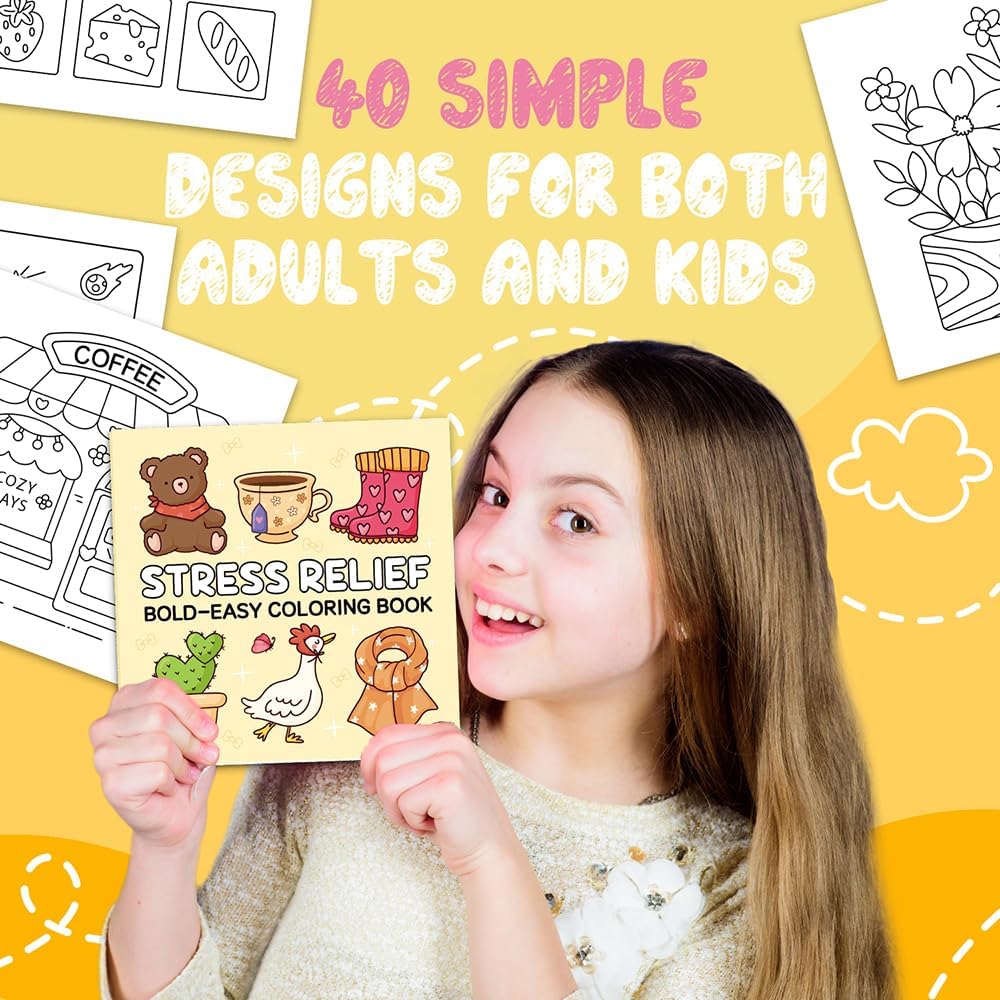 Adorable Coloring Book for Kids Ages 4–8: 40 Unique Single-Sided Pages to Prevent Bleed-Through | Thick Paper for Markers & Crayons | Screen-Free Learning Fun & Family Creative Gift (Stress Relief)