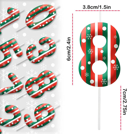 Christmas Themed Birthday Candles for Cake, Number 8th Candle, Happy Birthday Cake Topper for Boys Girls, Christmas Birthday Party Decorations Supplies Gifts